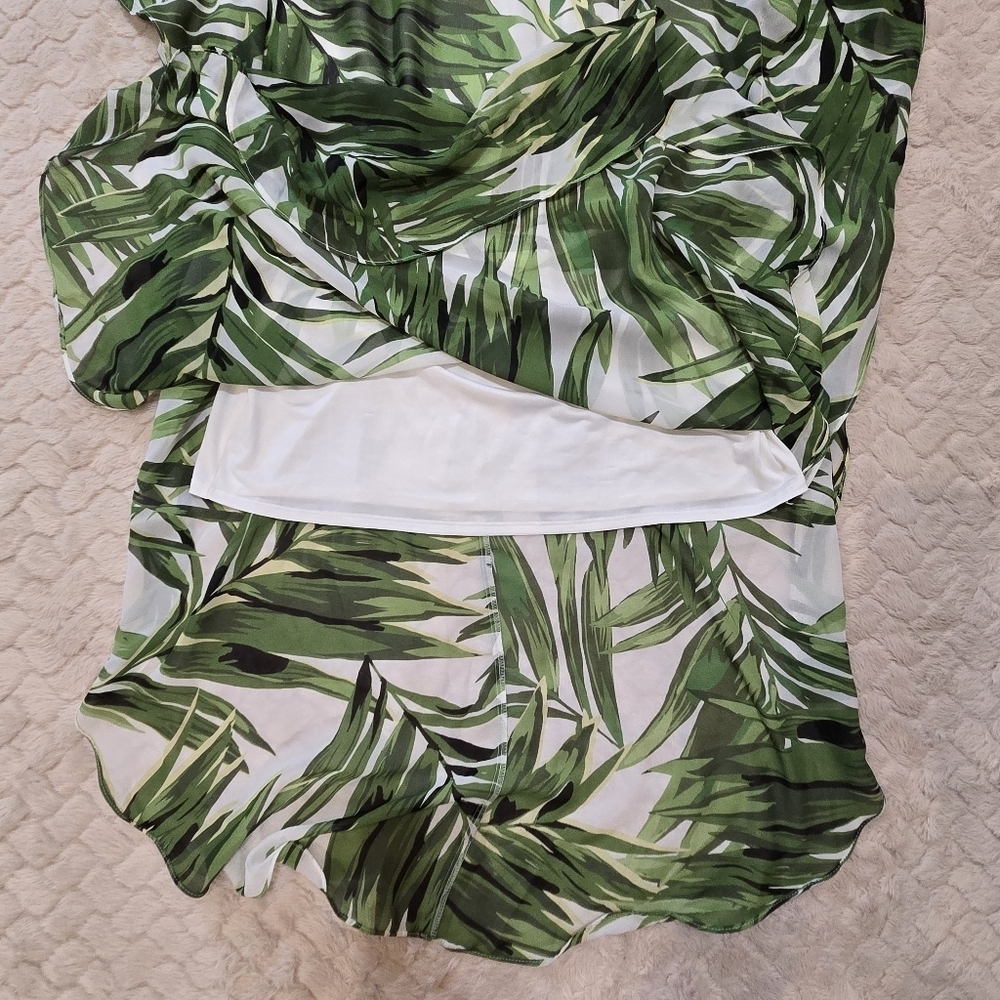 Robbie Bee Green Palm Tropical Flowy Long Dress, Size M - Picture 6 of 9